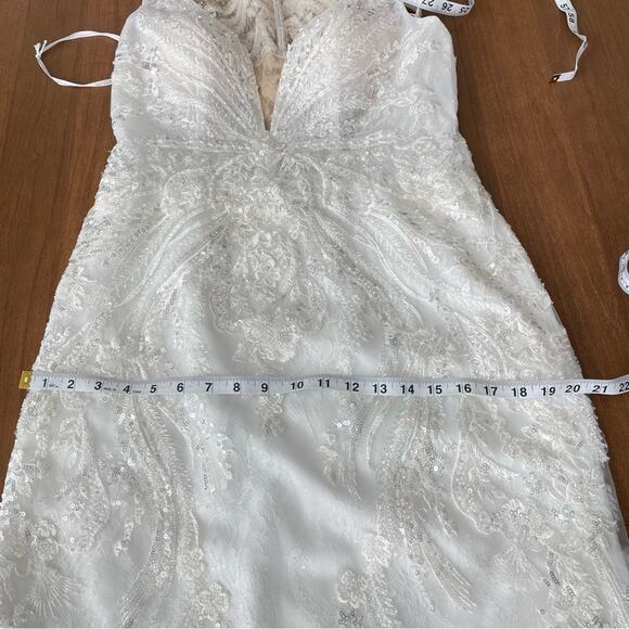 Martha Blanc | Women’s Wedding Dress Sleeveless Button Back Sheer Sequins Train - Picture 15 of 15